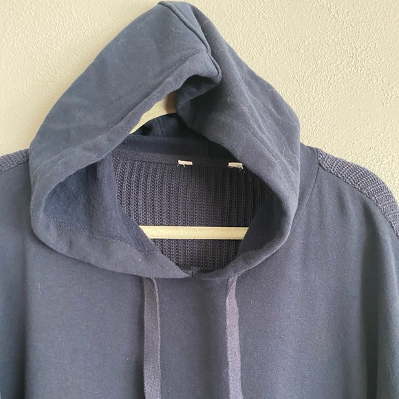 Womens Sweater Hoodie Size Large Knit Navy Blue Cozy Winter Fall - Picture 2 of 9